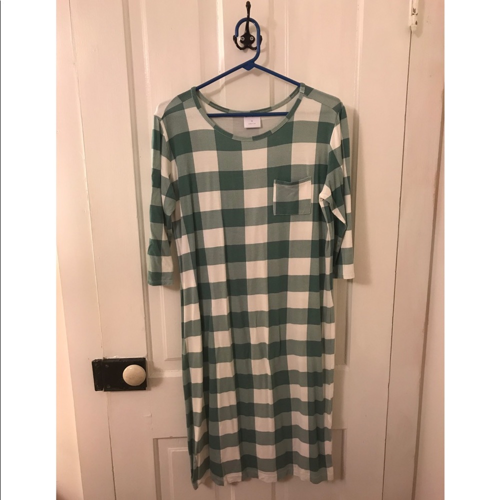 Plain Jane gingham green plaid buffalo plaid dress